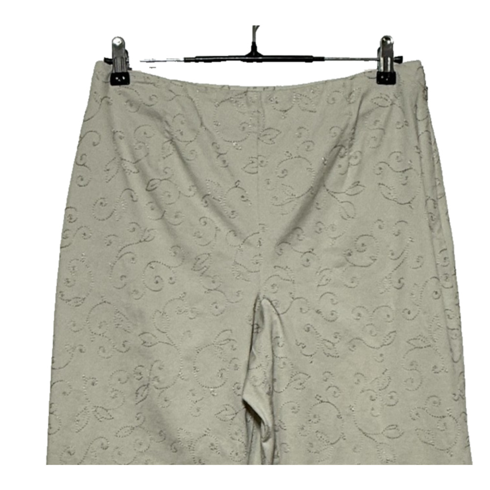 Vintage Talbots Pants Womens 12 Cream Measures‎ 31X28 Embroidered Stretch Career